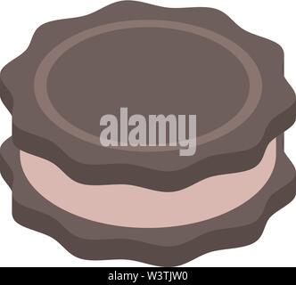 Chocolate biscuit icon, isometric style Stock Vector
