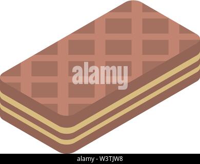 Chocolate waffles icon, isometric style Stock Vector