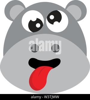 Hippo acting crazy, illustration, vector on white background. Stock Vector