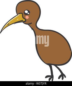 Cute kiwi bird, illustration, vector on white background. Stock Vector