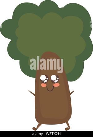 Cute tree with eyes, illustration, vector on white background. Stock Vector