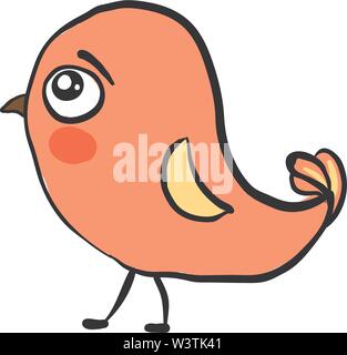 Sad pink bird, illustration, vector on white background. Stock Vector
