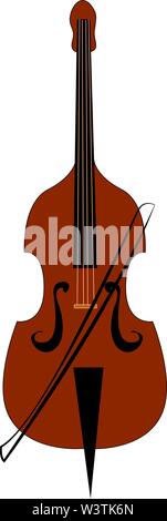 Big double bass, illustration, vector on white background. Stock Vector