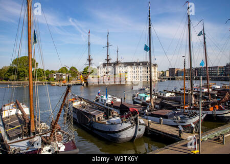 Amsterdam, Netherlands, maritime museum, old sailing ship, VOC-Ship De Amsterdam, Stock Photo