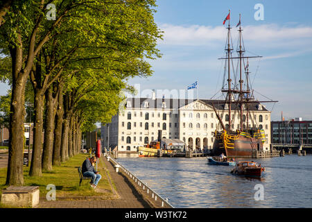 Amsterdam, Netherlands, maritime museum, old sailing ship, VOC-Ship De Amsterdam, Stock Photo