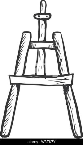 Sketch of a easel, illustration, vector on white background. Stock Vector