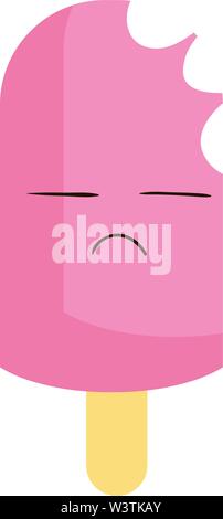 Eaten pink ice cream, illustration, vector on white background. Stock Vector