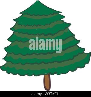 Chubby christmas tree, illustration, vector on white background. Stock Vector