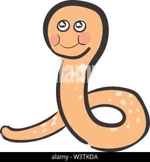 Cute chubby worm, illustration, vector on white background. Stock Vector