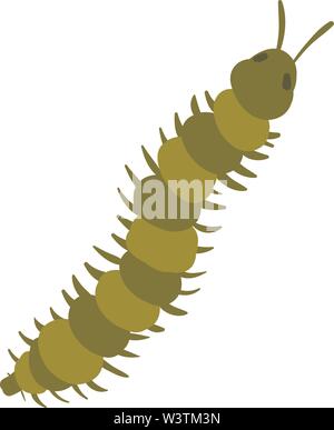 Long green centipede, illustration, vector on white background. Stock Vector