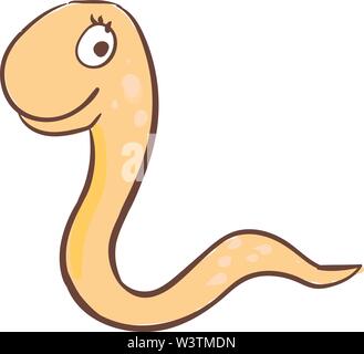 Cute happy worm, illustration, vector on white background. Stock Vector