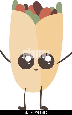 Cute little taco, illustration, vector on white background. Stock Vector