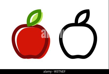 Vector icon of Fresh Apple. Colorful Illustration of fruit isolated on white. Stock Vector