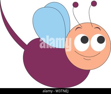 Happy purple mosquito, illustration, vector on white background. Stock Vector