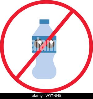No plastic bottles sign, illustration, vector on white background. Stock Vector