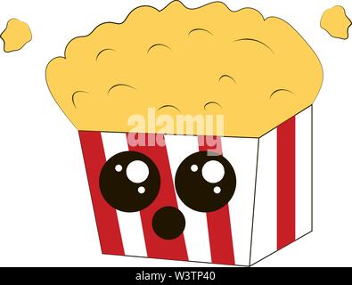 Cute popcorn pack, illustration, vector on white background. Stock Vector