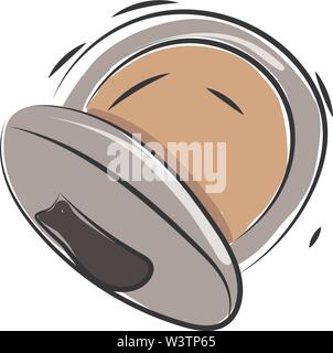 Makeup powder, illustration, vector on white background. Stock Vector