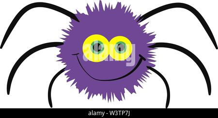 Cute purple spider, illustration, vector on white background. Stock Vector