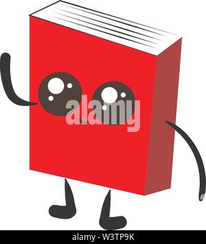 Cute red book, illustration, vector on white background. Stock Vector