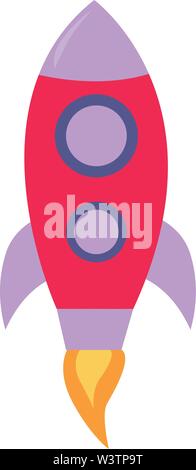 Red space rocket, illustration, vector on white background. Stock Vector