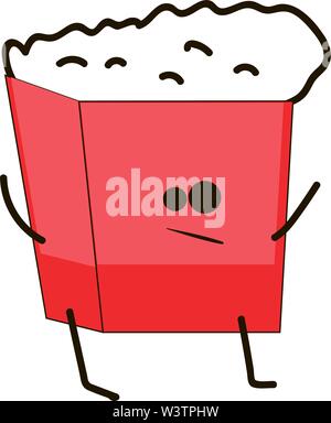 Sad popcorn bag, illustration, vector on white background. Stock Vector