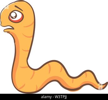 Yellow scared worm, illustration, vector on white background. Stock Vector