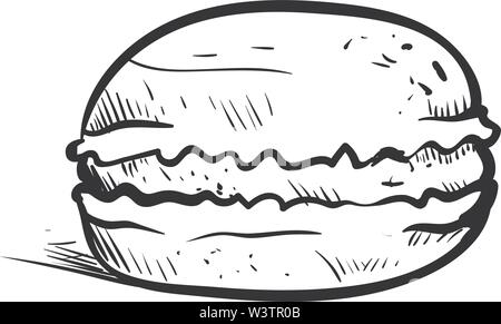 Drawing of macaron, illustration, vector on white background. Stock Vector