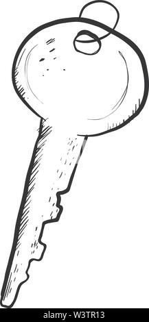 Drawing of key, illustration, vector on white background. Stock Vector