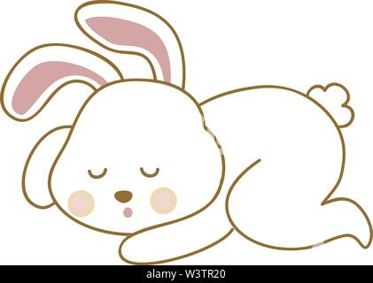 Sleeping bunny, illustration, vector on white background. Stock Vector