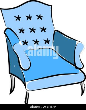 Blue armchair, illustration, vector on white background. Stock Vector