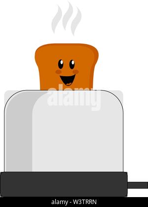 Happy toast bread, illustration, vector on white background. Stock Vector