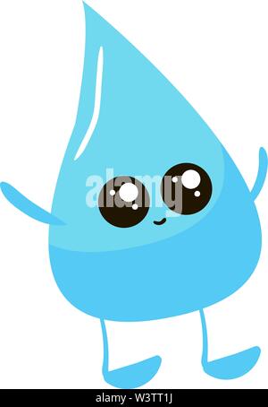 Happy water drop, illustration, vector on white background. Stock Vector