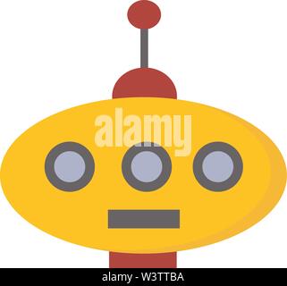 Yellow robot with red antenna, illustration, vector on white background. Stock Vector