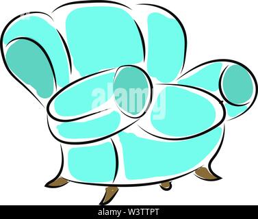 Blue armchair, illustration, vector on white background. Stock Vector