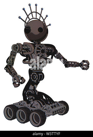 Android containing elements: oval wide head, small red led eyes, heavy ...