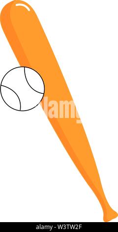 Baseball bat and ball, illustration, vector on white background. Stock Vector