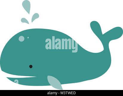 Big blue whale, illustration, vector on white background. Stock Vector