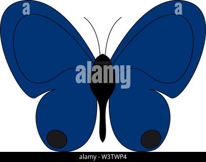 Cute blue butterfly, illustration, vector on white background. Stock Vector