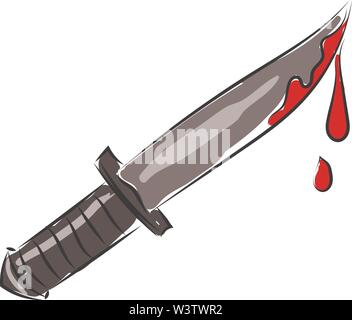 Bloody knife, illustration, vector on white background. Stock Vector