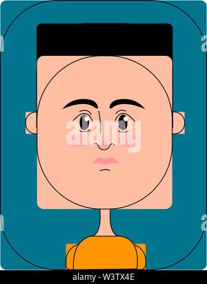 Big head boy, illustration, vector on white background. Stock Vector