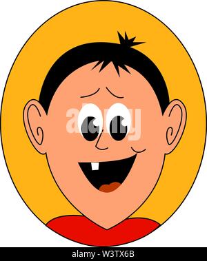 Boy with broken tooth, illustration, vector on white background. Stock Vector