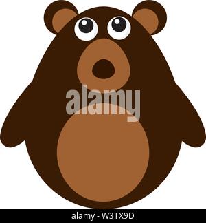 Cute brown bear, illustration, vector on white background. Stock Vector