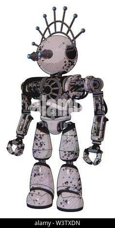 Droid containing elements: oval wide head, giant blue and red led eyes ...