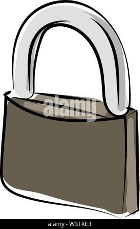 Grey lock, illustration, vector on white background. Stock Vector