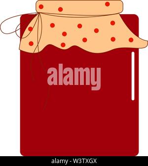 Jar of cherry jam, illustration, vector on white background. Stock Vector