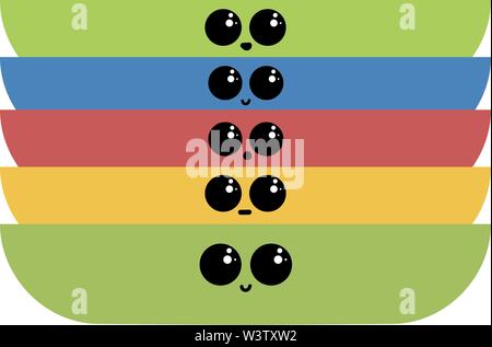 A stack of colorful plates, illustration, vector on white background. Stock Vector