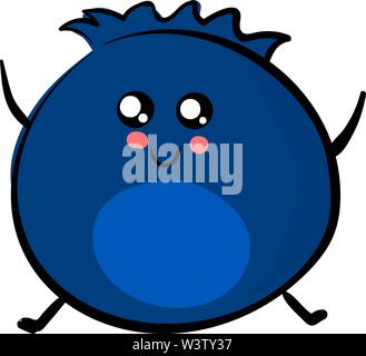 Cute fat blueberry, illustration, vector on white background. Stock Vector