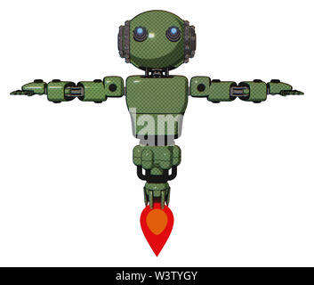 Android containing elements: oval wide head, small red led eyes, heavy ...