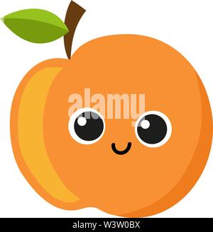 Cute apricot, illustration, vector on white background Stock Vector