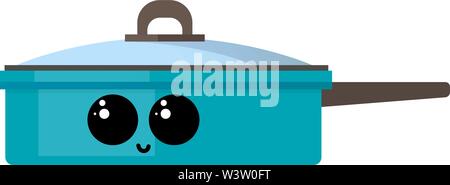 Happy blue oven, illustration, vector on white background Stock Vector